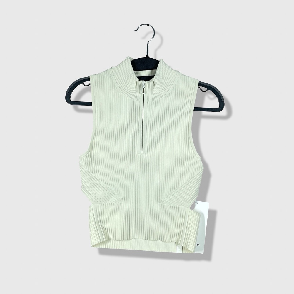Lululemon Open Back Sweater Women XS Bone White Athleisure Gorpcore Ribbed NWT